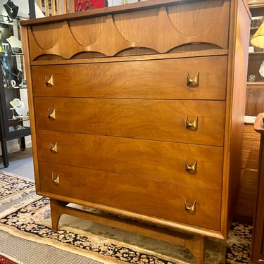 Midcentury Modern Broyhill Brasilia Five Drawer Tallboy Dresser