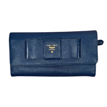 Prada Saffiano Blue Leather Wallet - Consignment