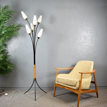 rare tripod floor lamp 50s 60s floor lamp bag lamp mid century design light lamp vintage 