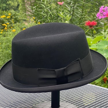 Vintage Black Knox Superfine Fedora Hat 7 3/8 
