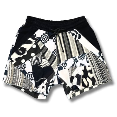 black and white 'all-over reroll' short (xs)