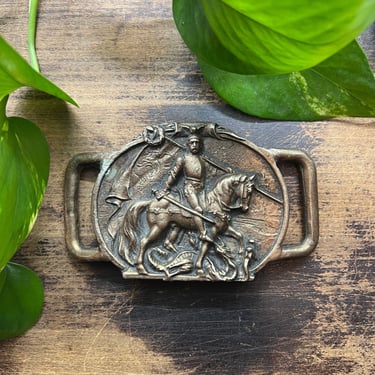 BUCKLE UP Vintage 70s Belt Buckle | 1970's Double Sided Bronze Knight | Americana, Hippie, Boho, Belt Buckle 