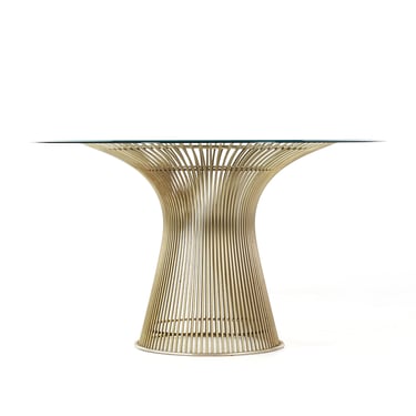 Warren Platner for Knoll Mid Century Glass and Polished Nickel Dining Table - mcm 