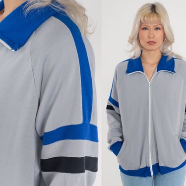 Vintage 80s Topher Blue White Sportswear Medium Large Zip up Track Jacket  Sweatshirt -  Canada