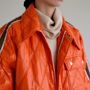 quilted nylon 70s hunter orange boxy jacket 