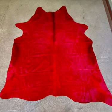 Red Dyed Natural Brazilian Cowhide 6'6