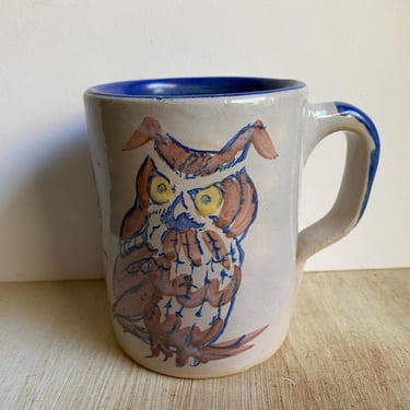 Vintage Owl Mug, Louisville Stoneware Company, Kentucky, Owl Lovers, Horned Owl With 2 Babies 