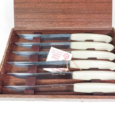 Mid Century Kitchen Pride Cream Handled Steak Knives 