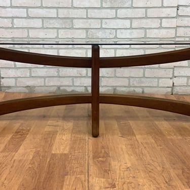 Mid Century Modern Adrian Pearsall Style Bowtie Walnut and Glass Top Coffee Table