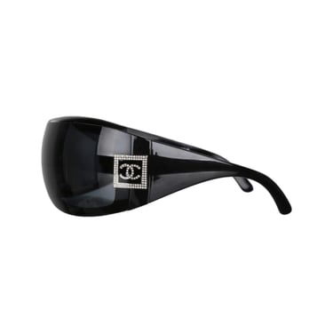 Chanel Black Oversized Rhinestone Sunglasses