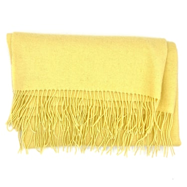 Vintage Yellow Cashmere-Wool Fringed Wrap, Hilltop Brand Made in Scotland Shawl, W. Bill Ltd. Bond Street London Luxe Woolen, 66