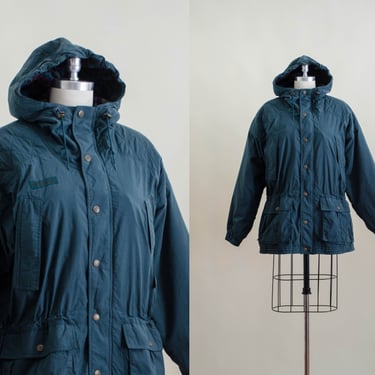 dark forest green quilted coat | 90s vintage Columbia men's women's unisex puffy puffer fleece lined parka jacket 