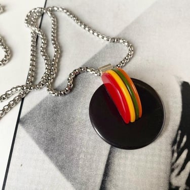 Art Deco necklace Vintage Bakelite Philadelphia colours geometric Statement necklace modernist by BakeliteBa