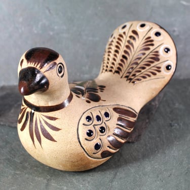Vintage Large Tonala Mexican Folk Art | Ceramic Bird with Floral Plumage | Hand Painted Folk Art Mexico  | Bixley Shop 