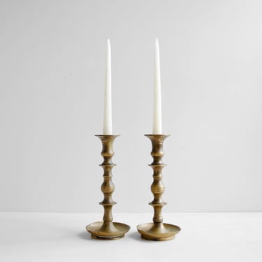 Vintage Pair of Brass Candle Holders, Brass Candlestick Set 