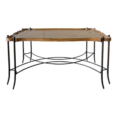 Pine Tray Top Coffee Table With Iron Base 
