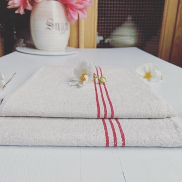 Beautiful set of 2 vintage French linen tea towels-LT2 
