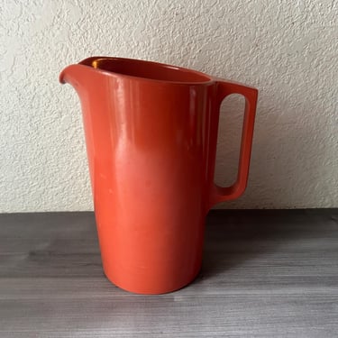 Watertown Lifetime Ware Chartreuse Burnt Orange Pitcher, Vintage Melamine Kitchen Ware Barware Mid Century Modern Plastics 