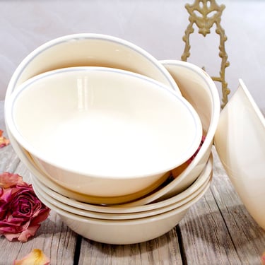 VINTAGE: 7pc Corelle Rose Bowls - Ivory Porcelain - Replacements - SKU 22-E-00032617 