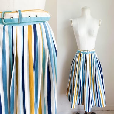 Vintage 1950s Striped Full Skirt / 25