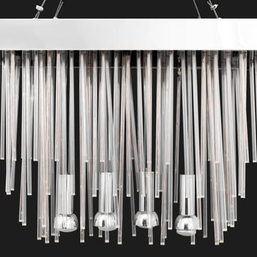 Modernist Fiber Optic and Chrome Chandelier