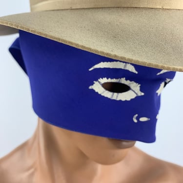 RARE >> 1940'S Cowboy Eye Mask & Bandana Combo - Lone Ranger Influenced - Western Neck Scarf - Face Masked Cowboy - 37 Inches x 4-1/4 Inches 