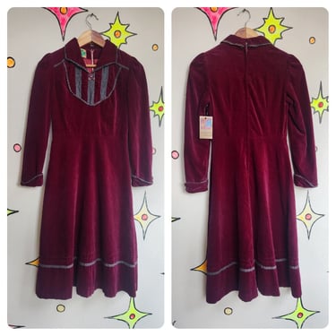 Vintage | Purple Velvet Victorian Edwardian Lolita Steampunk Dress Japan | Small 