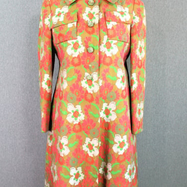 1960's - Mid Century Mod - Cocktail Jacket - Orange/Green - by or for Best & Company -  Small 4/6 