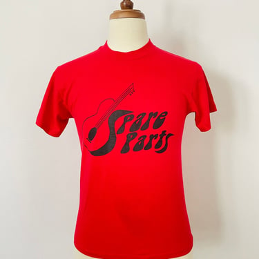 Vintage Red Spare Parts Graphic T- Shirt / Guitar / Musician / Made in America / 1980s / FREE SHIPPING 