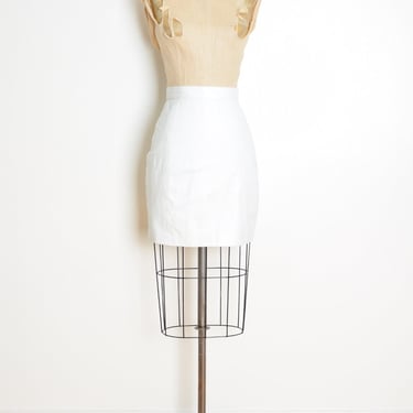 vintage 80s skirt white leather WILSONS high waisted slim pencil mini skirt XS 