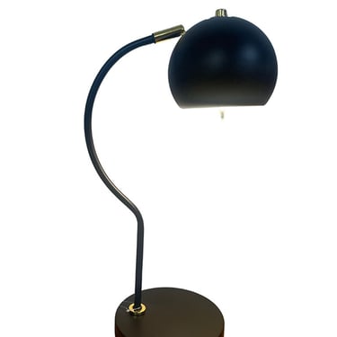 Gooseneck Table Lamp x 2<br />Black Metal / Gold Accents<br />7″W x 20″H