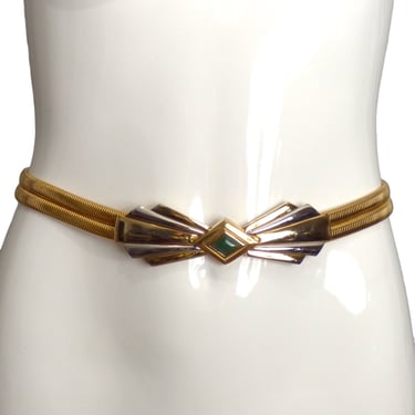 JUDITH LEIBER- 1980s Gold Metal Stretch Belt