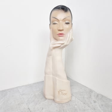 Vintage french  advertising statue, 1960s - mannequin head - art deco - milinery stand - shop display - plaster head 