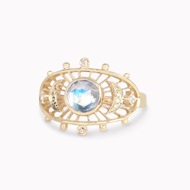 Moonstone Diamond Dream Maker Eye Ring