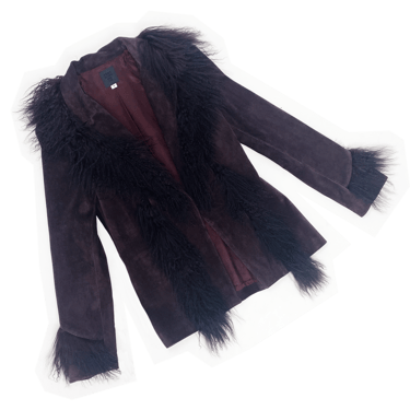 Anna Sui F/W 1997 suede fur trim jacket