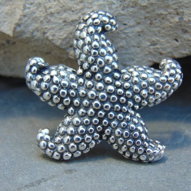 D'Molina ~ Mexican Sterling Silver Dotted Starfish Pin / Brooch 