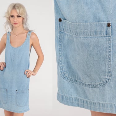 Denim Jumper Dress 90s Blue Jean Overall Dress | Shop Exile - Tucson, AZ |  ATTIC