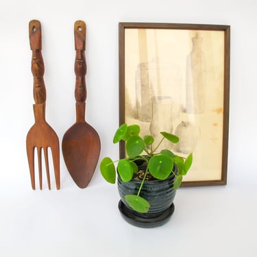NEW - Small Hanging Wood Fork and Spoon Wall Art  - Made in the Philippians 