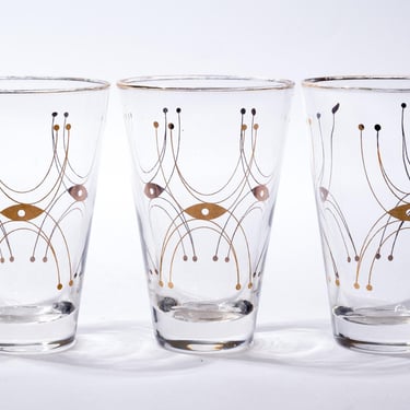 Midcentury Atomic Eye Glasses, Adagio, Spider, Barware, Libbey, SOLD IN PAIRS 