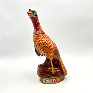 Vintage Wild Turkey Decanter, Austin Nichols No. 2, Red Orange Feathers, Collectible Empty Liquor Bottle, Retro Wildlife, Bar, Barware 