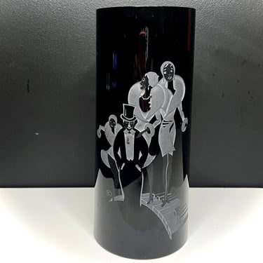 ERTE Inspired Art Deco Revival Glass Vase 