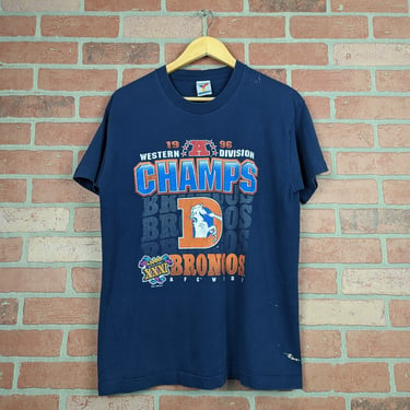 Vintage 1996 NFL Denver Broncos Football ORIGINAL AFC Champions Tee - Large 