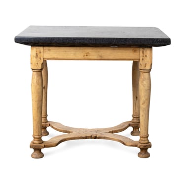 Swedish Baroque Table with Black Stone Top, c. 1740