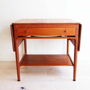 Danish Modern Hans J Wegner Teak Sewing Table AT-33 Andreas Tuck Made in Denmark - No Basket 