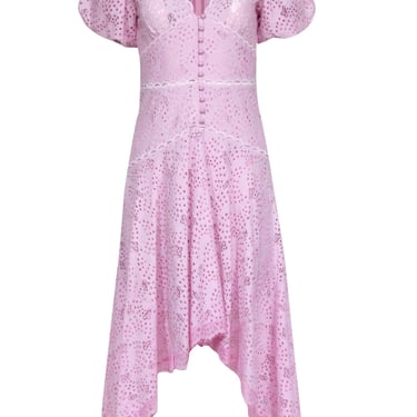 Beulah - Pink Eyelet Short Sleeve Maxi Dress Sz S