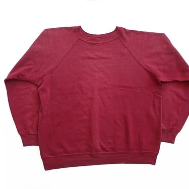 70s sweatshirt / raglan sweatshirt / 1970s burgundy raglan crew neck gusset sweatshirt XL 