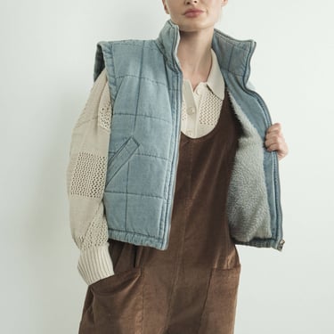 Quilted Sherpa Denim Vest