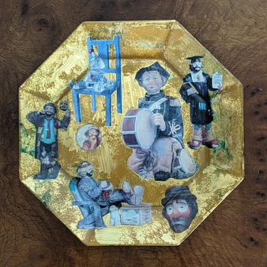 Gold Sad Clown Decorative Plate Catch All Dish 