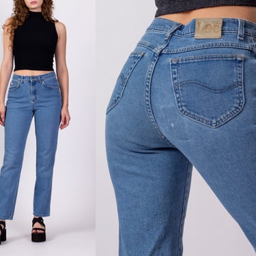 90s Lee High Waisted Jeans - Medium, 28"-29" | Vintage Tapered Leg Medium Wash Denim Mom Jeans 