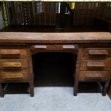 Vintage Oak Desk 55 x 30.75 x 32